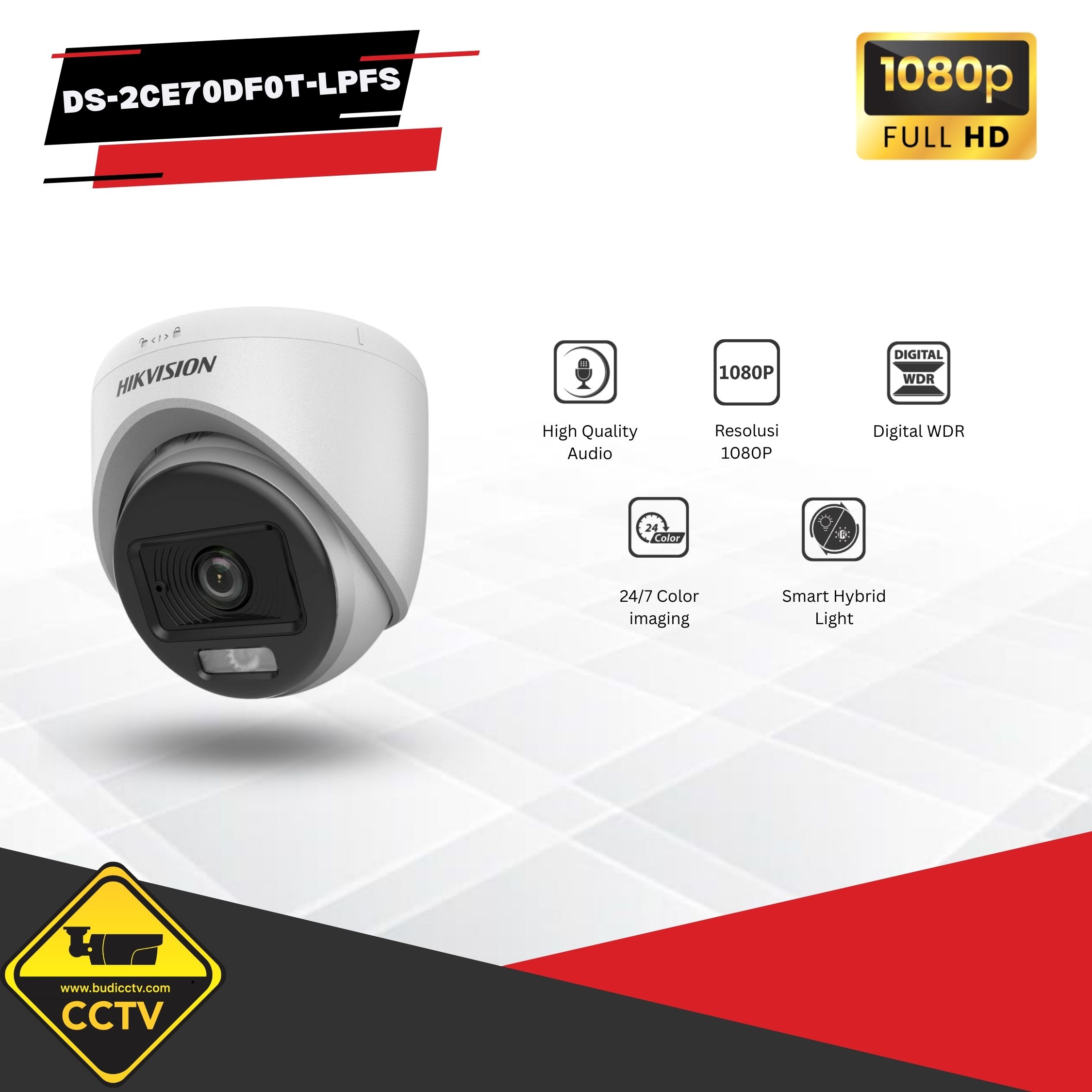 KAMERA HIKVISION INDOOR COLORVU AUDIO 2MP DS-2CD70DF0T-LPFS