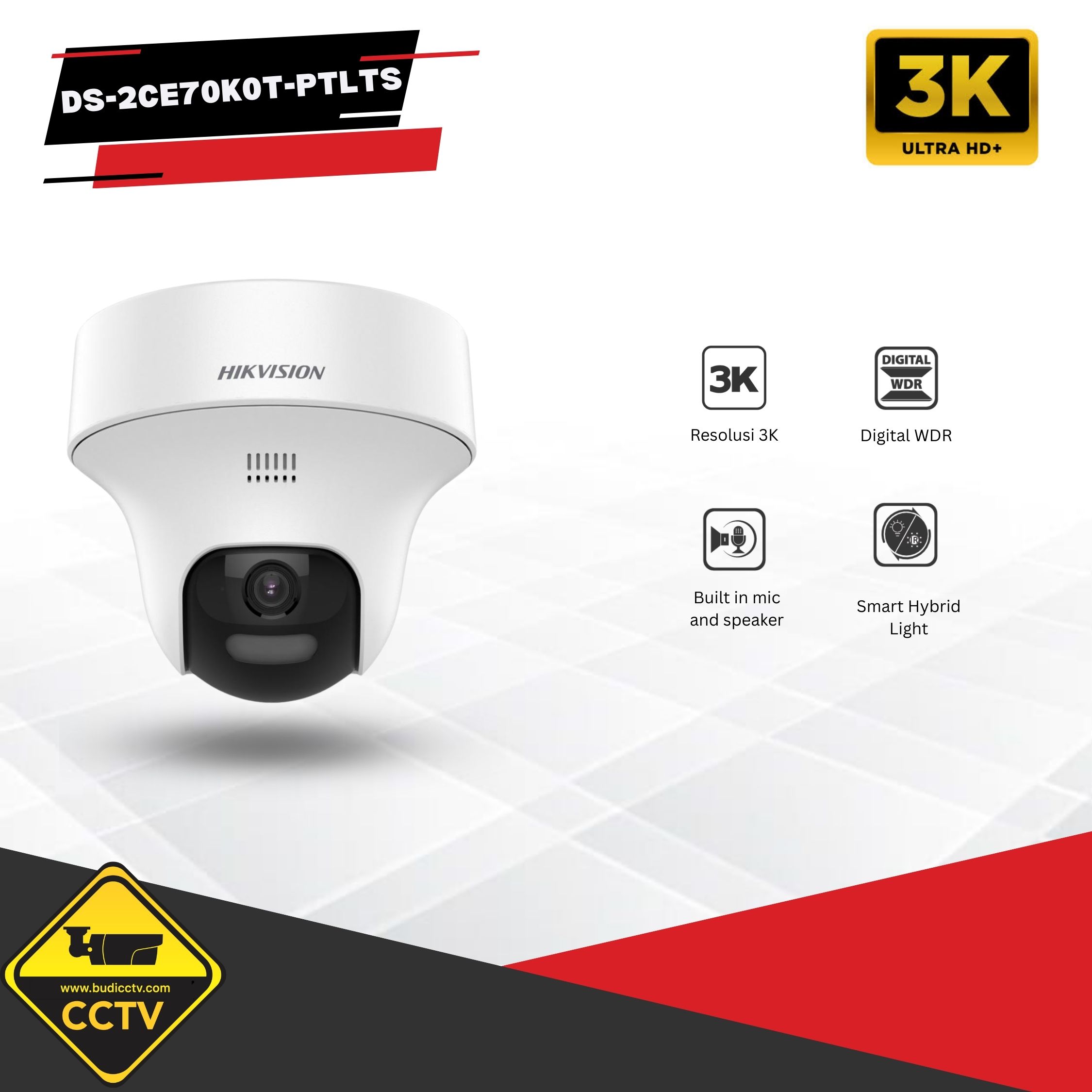 KAMERA HIKVISION INDOOR PAN-TILT TWO-WAY AUDIO 5MP DS-2CE70K0T-PTLTS