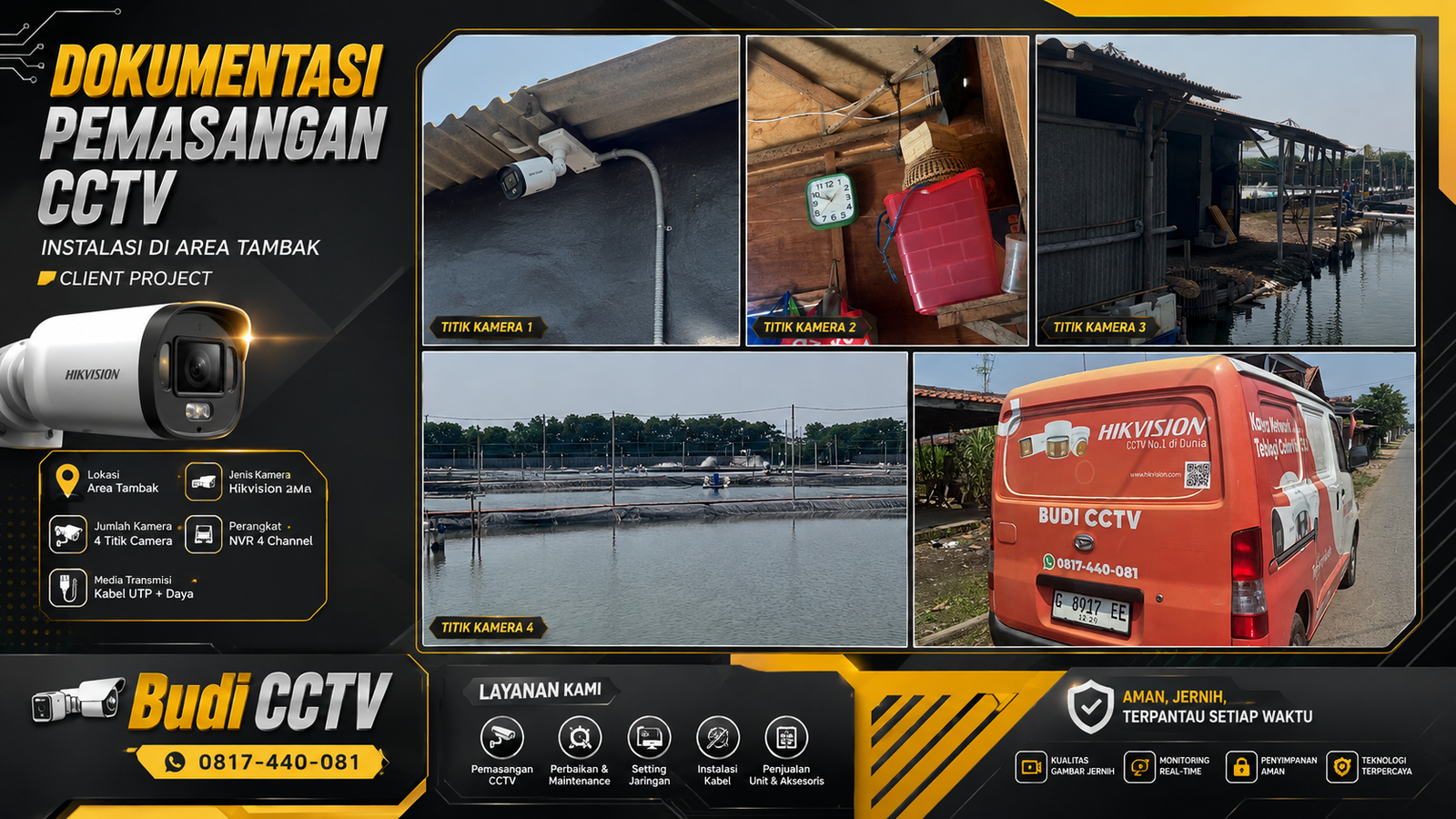 Instalasi CCTV Hikvision Mudah Dioperasikan di Tambak Cirebon