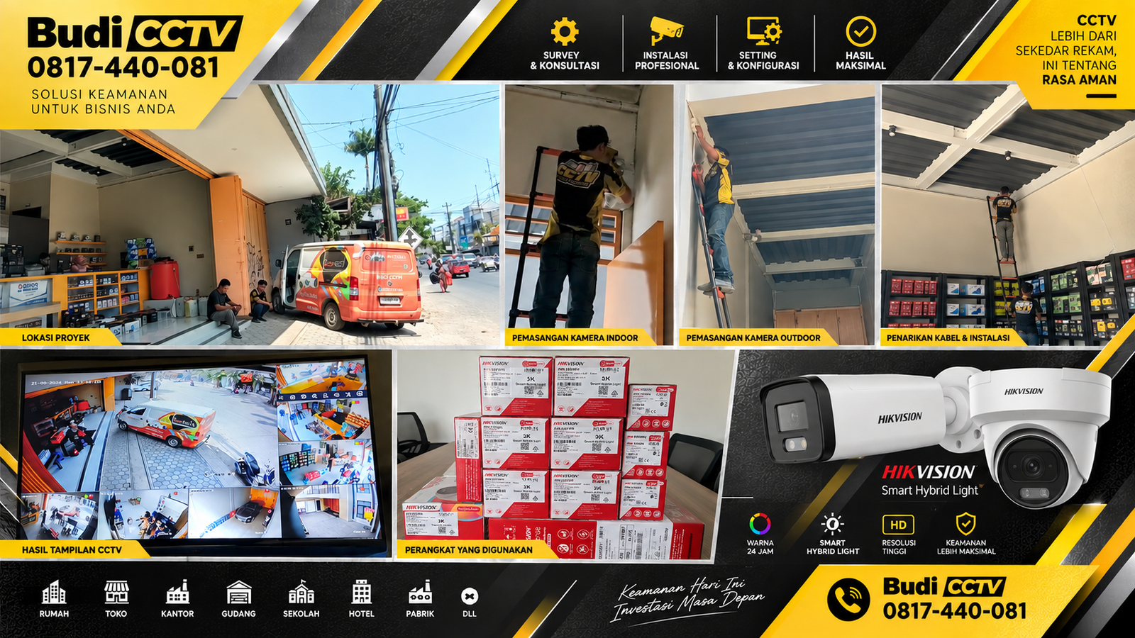 Pemasangan CCTV Hikvision di Usaha Otomotif Cirebon, Sistem Keamanan Terpercaya