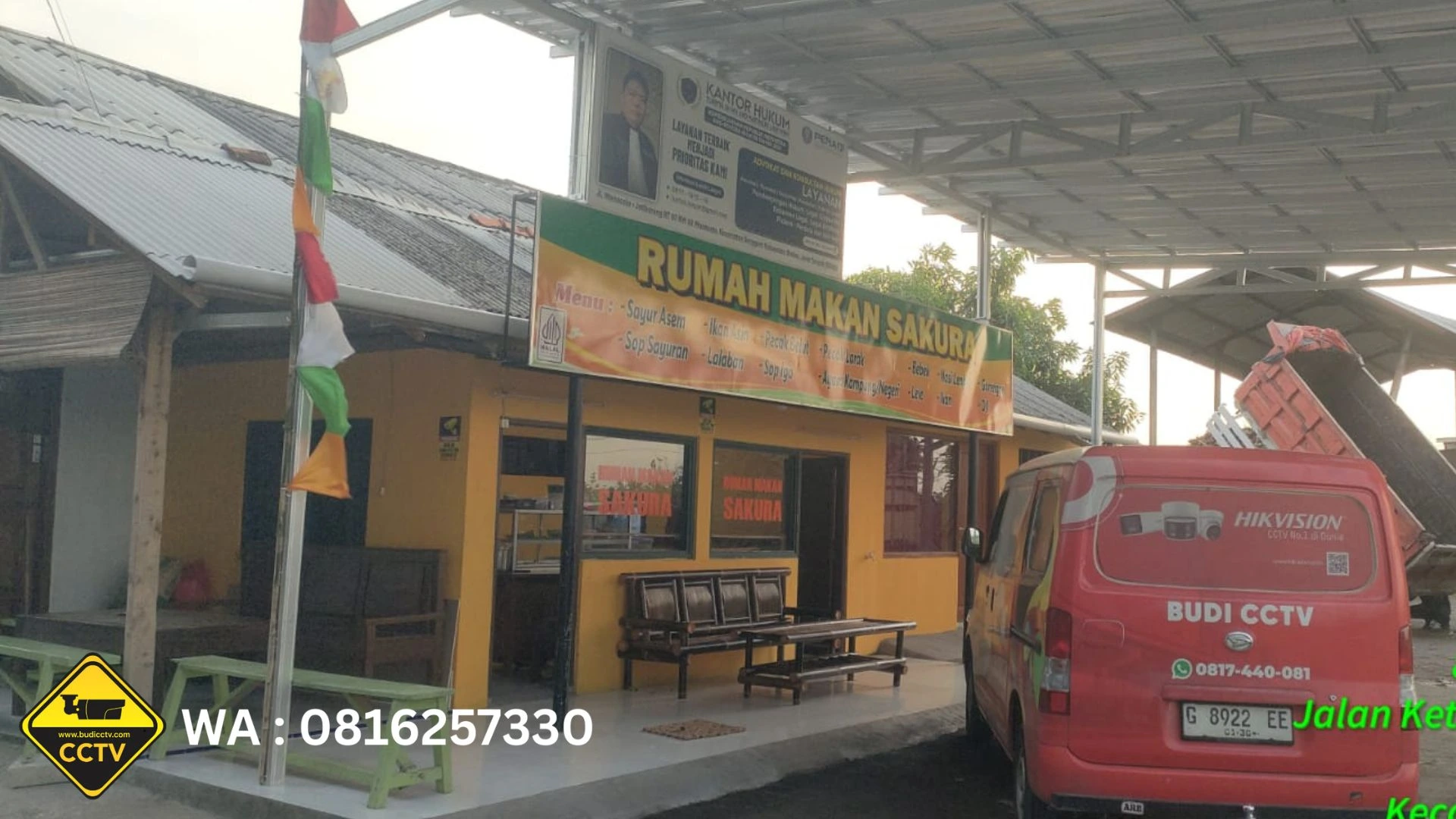 Pemasangan CCTV Hilook 2MP + Audio di Rumah Makan Sakura – Budi CCTV Cirebon